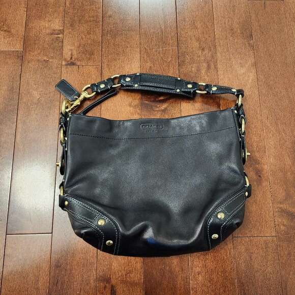 Coach Carly vintage black leather shoulder bag - Picture 1 of 13